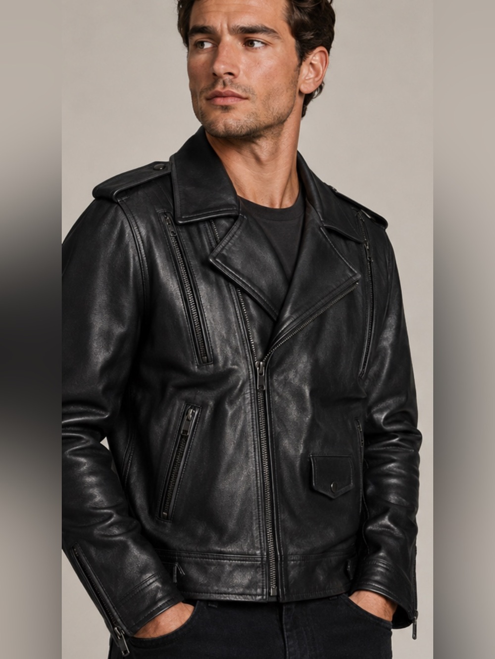 First Classics by First Manufacturing Black Leather Motorcycle Jacket XXL Thinsu